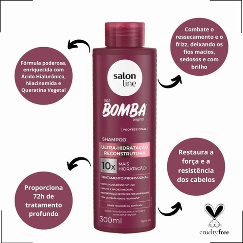 Shampoo Sos Bomba Ultra-hidratação Reconstrutora 300ml