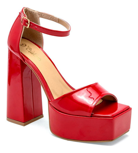 Zapatilla Punta Cuadrada Dcristian 1112 Rojo Para Mujer Tx7