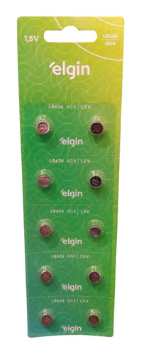 Bateria Alcalina Lr626 1,5v Elgin Botão - Cartela C/ 10 Unid