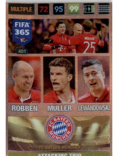 Carta Adrenalyn Xl Fifa 365 2017 / Robben Muller Lewandowski
