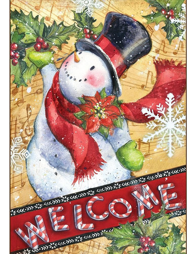 Toland Home Garden 111233 Candy Cane Snowman Winter Flag 12x