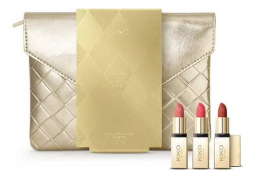 Kiko Milano Holiday Premiere Kit 3 Mini Batons+ Necessaire. Acabamento Mate Cor Nude