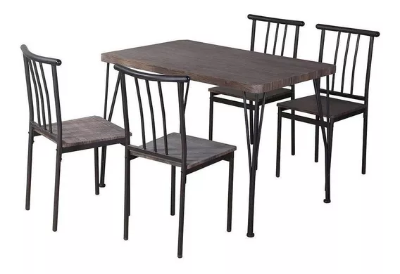 Juego De Comedor 4 Sillas Amalio 110x70x75 Café