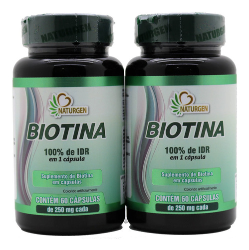 2 Biotina 60 Capsulas 4 Meses Vitamina H Crescimento Firmeza