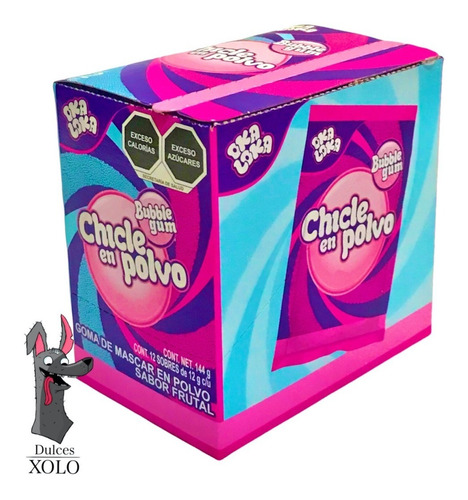 Oka Loka Chicle En Polvo 12 Piezas Sabor Frutal 144 Gramos