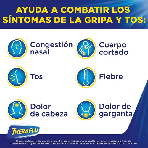 6 Sobres Bebida Theraflu Daytime Alivio De Resfriado Y Tos