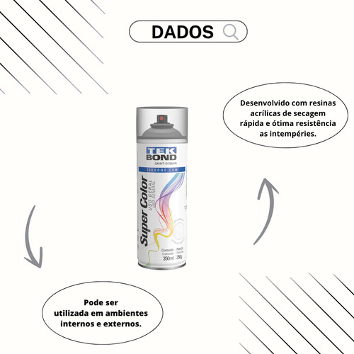 Tinta Spray Verniz Fosco Uso Geral 350ml/250g Tek Bond