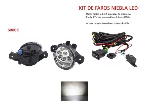 Faros Niebla Led Con Relay Nissan X-trail 2015 Al 2017 (Reacondicionado)