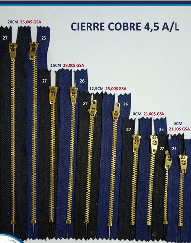 Cierre Cobre Para Jean 4,5/12cm 