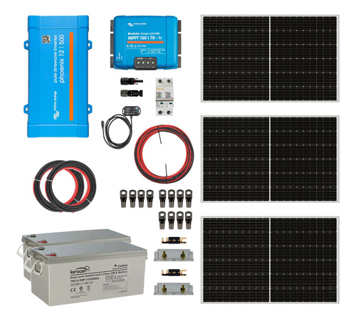 Kit Solar Off Grid 12/220v 4,8kwh X Día 500va Mppt 70a