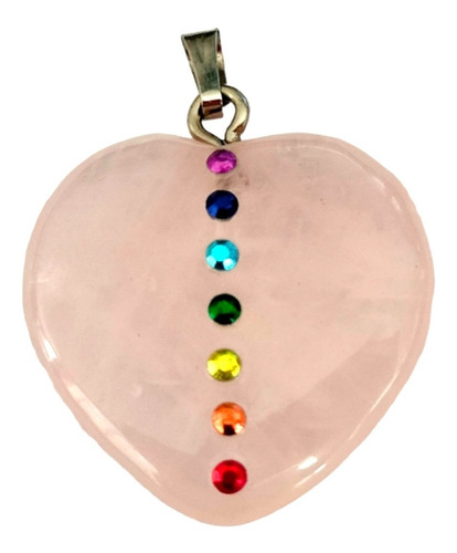 Dije Cuarzo Corazón, Collar Chakras Yoga Con Cadena De Acero