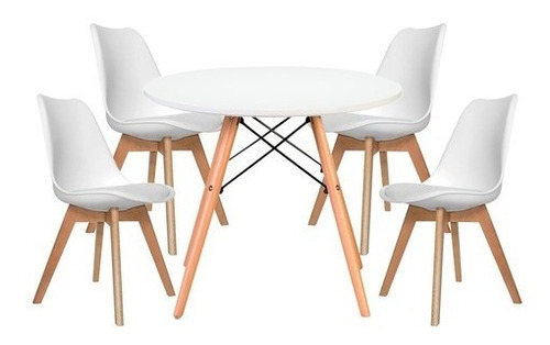Juego Comedor Eames 1 Mesa Redonda 1 M Mas 4 Sillas Eames