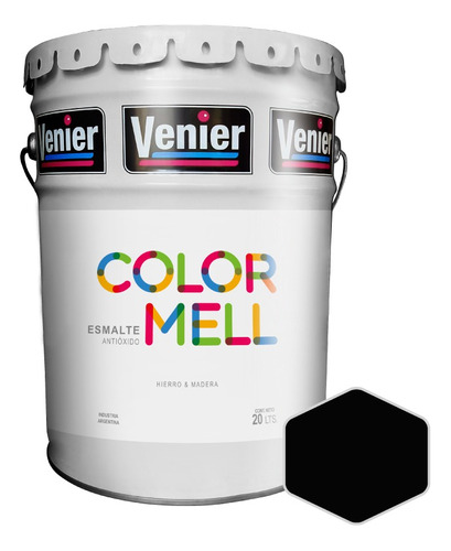Esmalte Sintético Venier Colormell | Negro Brillante | 20lt