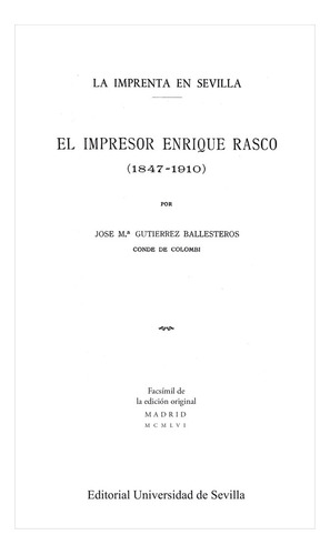 Libro El Impresor Enrique Rasco (1847-1910)