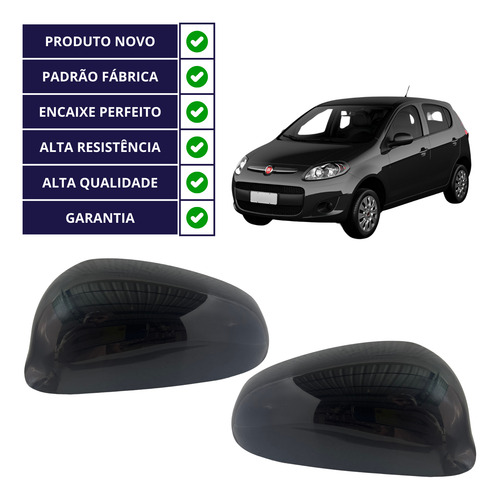 Par Capa Retrovisor Palio 12/19 Mod Original Preto Liso