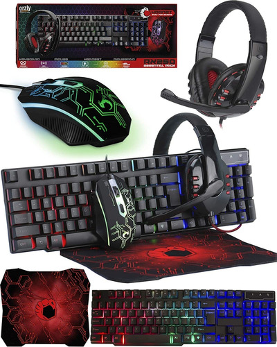 Kit Teclado Mouse Auriculares Y Mousepad Hornet Rx-250 Ga...