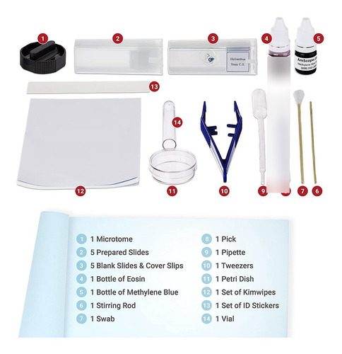 Amscope Sp-14 Microscope Slide Preparation Kit Including Sta