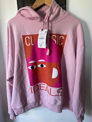 Zara Buzo Nuevo Rosa Talle M Corte Regular Hoodie