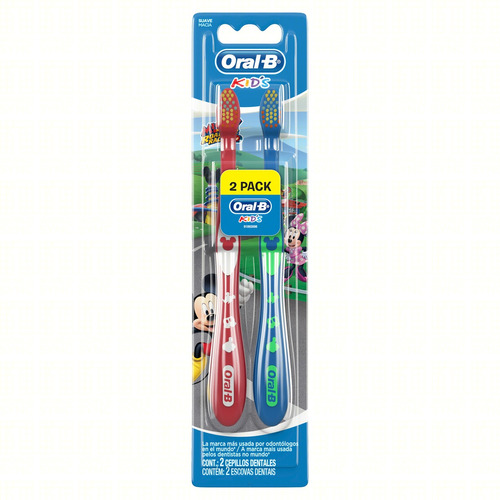 Cepillo de dientes Oral-B Kids Mickey Mouse suave x 2 unidades