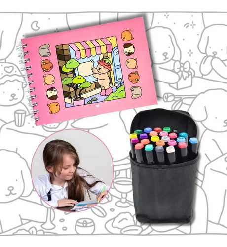 Juego De Libros Para Colorear Capivara Y 48 Lápices Capaciti