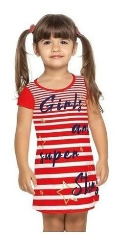 Vestido Infantil Menina Super Stars Natural - Elian 4 Ao 14