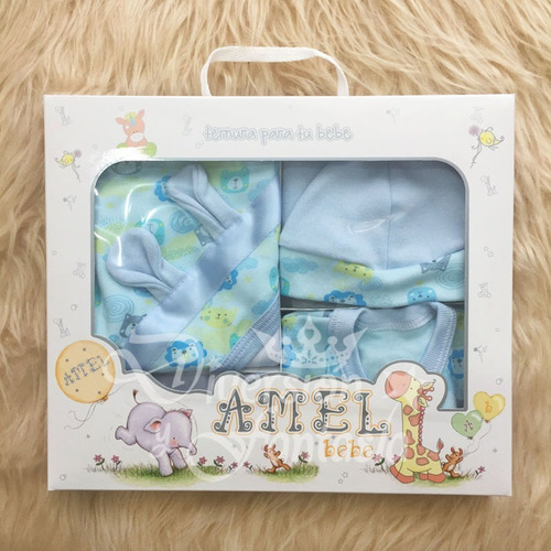 Imagen 2 de 2 de Ajuar Bebe Verano 5 Piezas En Caja De Regalo