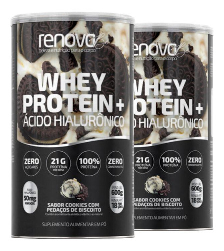 Kit 2 Whey Protein Renova Be Ácido Hialurônico 600g