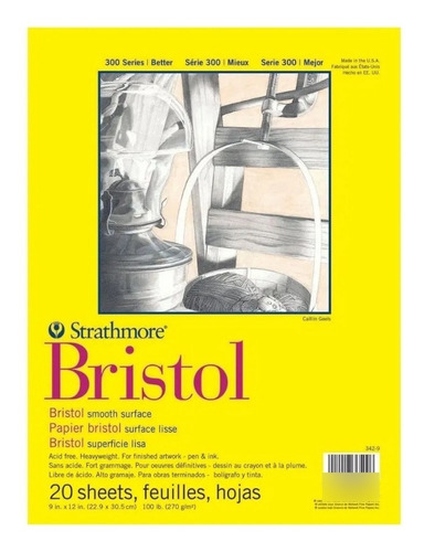 Bloco Strathmore Bristol Smooth 270g 23 X 30,5 Cm 20 Folhas