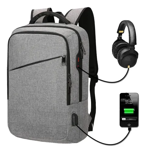 Mochila Con Cargador Usb Para Laptop De 15.6 Impermeable Cuotas