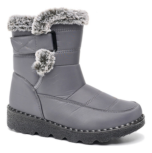 Botas De Nieve Para Mujer, Cuello De Piel, Imitación Piel De