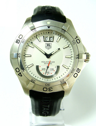Tag Heuer Aquaracer Grand Date Waf1011 Prata Aço Autêntico!