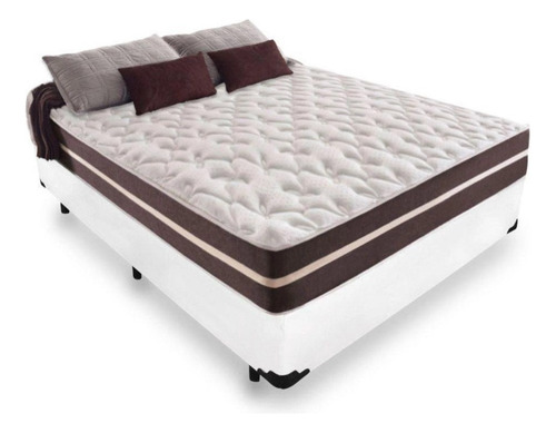 Cama Box Casal Corino + Colchão Molas Superlastic Cor Branco
