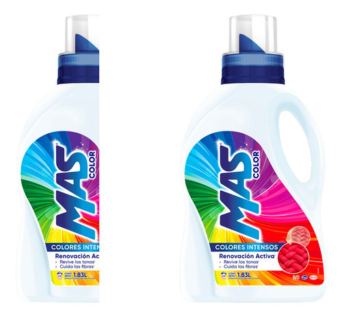 2 Pack Mas Detergente Liquido Ropa De Color 1.83 Lt