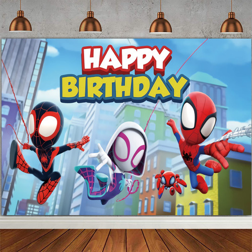 Telon Fondo Fiesta Heroe Araña Amigo Cumpleaño Niño Para 5 X