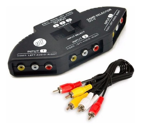 Selector De Audio Video 3x1 3 Entradas 1 Salida Conector Rca