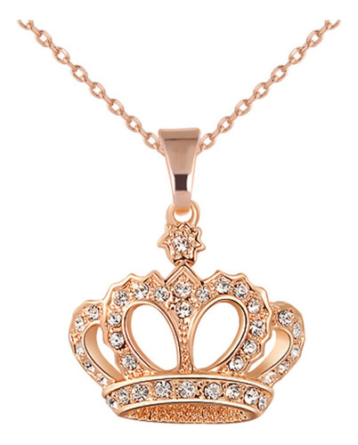 Collar De Mujer Corona Bañado En Oro Rose 18k