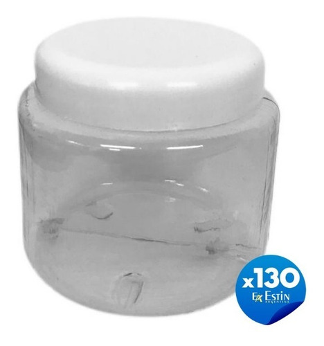 Imagen 1 de 10 de Potes Plasticos 250 Cc Redondo Cristal Pvc X 130 Un.