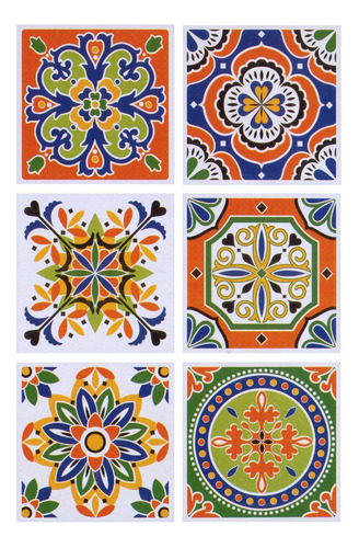 Vinilo Autoadhesivo Azulejos Multicolor X 6 Unid