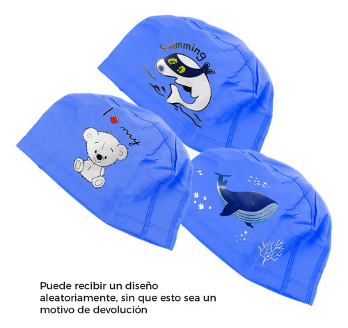 Gorro De Natación Infantil Diler Fabricado En Pu Diseño Colorido Y Estampado Divertido Protección Contra Cloro Y Ajuste Cómodo Ideal Para Niños Clases Vacaciones Alberca Color Azul Marino