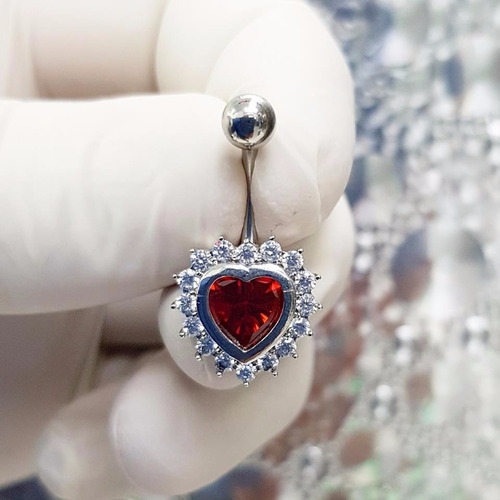 Imagen 2 de 6 de Piercing Ombligo Corazón Strass Piercing Argentina ®