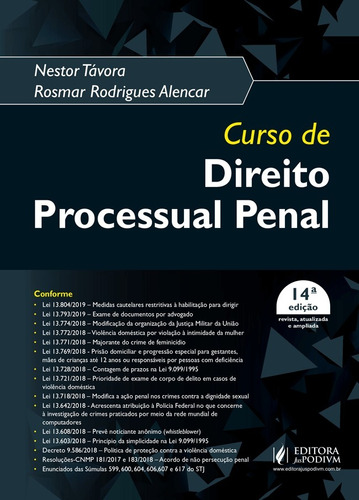 Curso De Direito Processual Penal - Novo - 2019