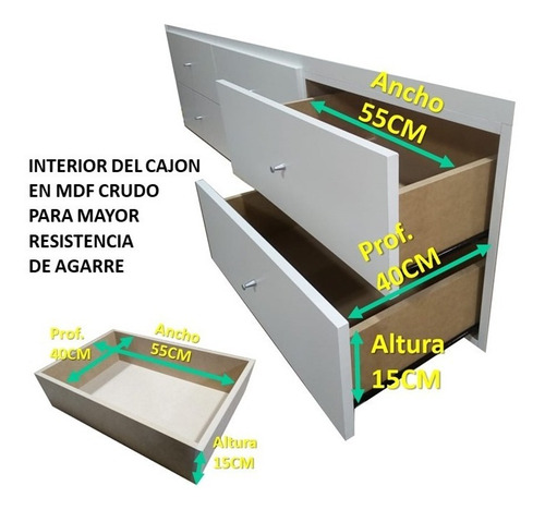 Imagen 3 de 6 de Cama Con Cajones Box Para Sommier En Melamina 1,40 Con Abs.