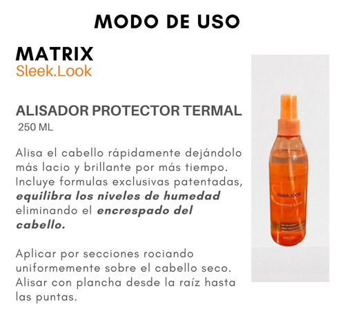 Sh, Ac, Crema , Spray Protector Termal Matrix Sleek Look