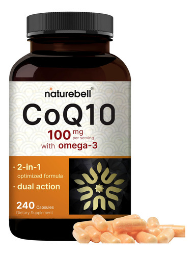 Suplemento Naturebell CoQ10 (ubiquinona) de 100 mg con omega-3
