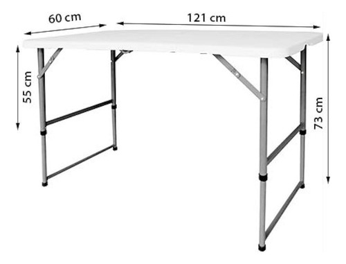 Mesa Plegable De Plástico Altura Ajustable 120 Cm Color Blanco