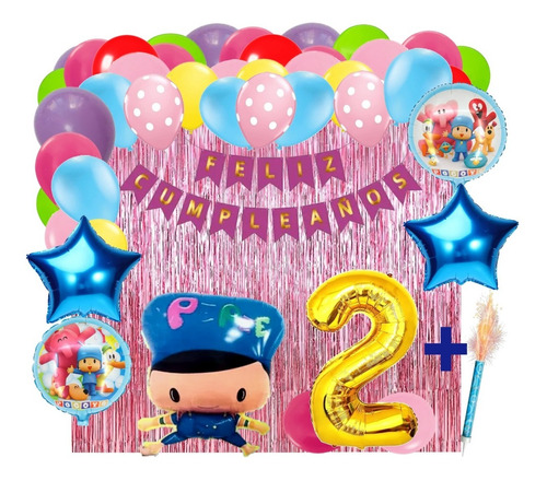 Globos Pocoyo Kit Decoración Cumpleaños Niña