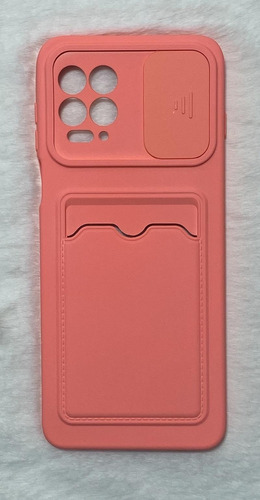 Case Silicone Compativel Motorola Moto G100 6.7 Porta Cartão Cor Coral