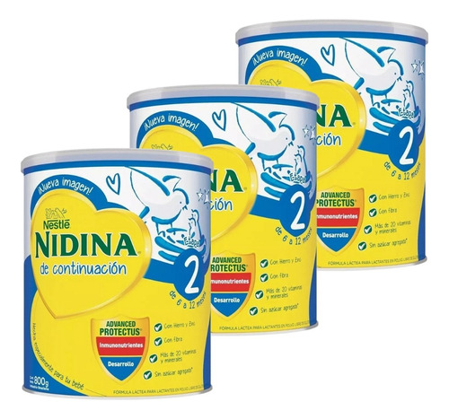 Nidina 2 Polvo X 800 Gr Fórmula Infantil X3 Unid Farmaservis