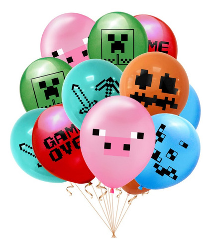 Kit Cumpleaños Minecraft Cotillon Mas Globos Fiestas