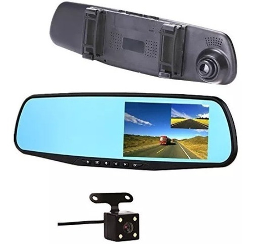 Dvr Para Carro Espejo Doble Camara Frontal Trasera Reversa